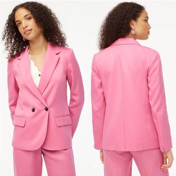 J. Crew NWOT Women's Drapey Twill Double Breasted Blazer Pink Size 0 - Picture 1 of 8
